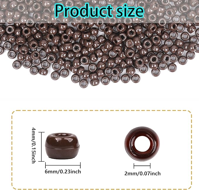 gmma fall brown pony beads for jewelry making 1000 pcs 6x9 plastic beads for friendship bracelets、halloween thanksgiving hair braiding diy bracelet necklace party decoration supplies