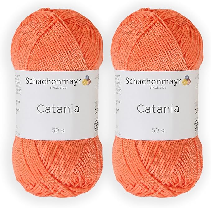 2 Skein/Pack Schachenmayr (SMC) Catania Originals Yarn, Each Ball 1.76 Oz (50gr) / 136 Yards (125 m), 100% Mercerized Cotton for Knitting and Crochet Yarn, Sport Weight, 410 - Coral