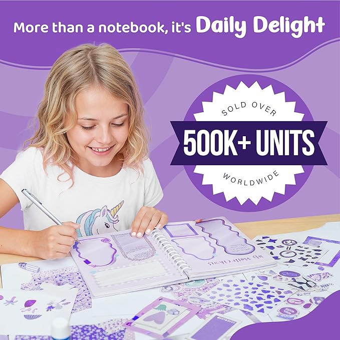 jackinthebox Gratitude Journal Kit for Girls Ages 8–12, 242 pcs,Scrapbooking Journal Set for Teen, Tween Girls, 10 Fun Gratitude Exercises, Art & Craft Kit, Easter Gift for Girls 8 9 10 11 12