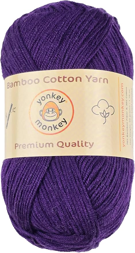 10-Pack of Yonkey Monkey 500 Grams Yarn - 70% Rayon derived from Bamboo, 30% Cotton - Imported - Violet 9022