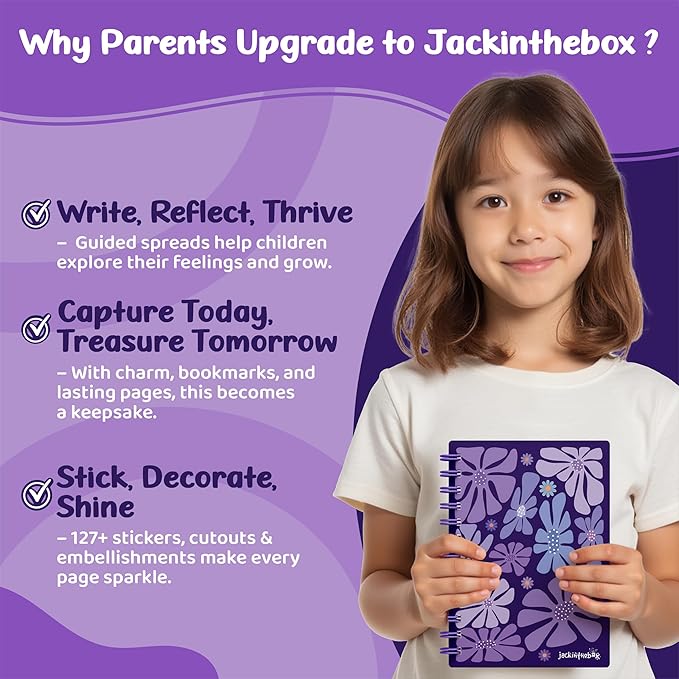 jackinthebox Gratitude Journal Kit for Girls Ages 8–12, 242 pcs,Scrapbooking Journal Set for Teen, Tween Girls, 10 Fun Gratitude Exercises, Art & Craft Kit, Easter Gift for Girls 8 9 10 11 12