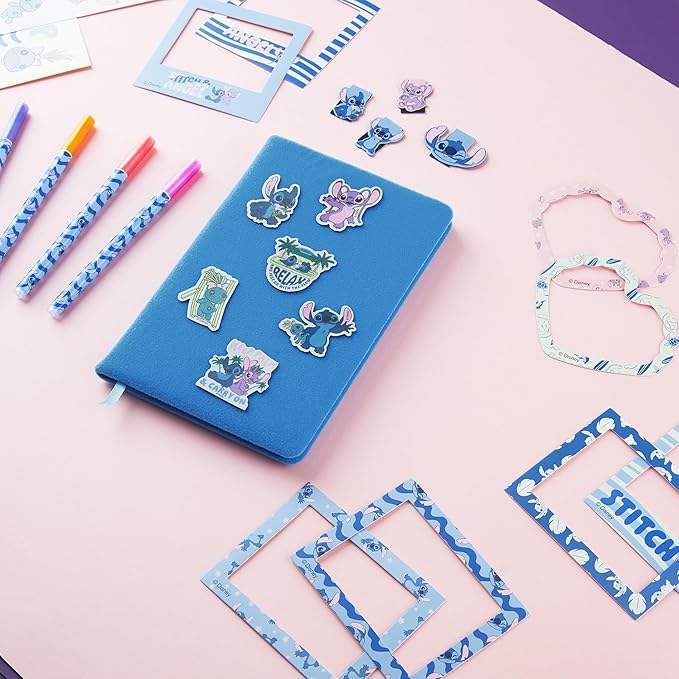 Get Trend Disney Stitch Scrapbook Kit for Kids with Notebook, Stickers, Pens, Bookmarks, Frames, Patches, Creative Art Supplies, Gifts for Kids (Blue Stitch)