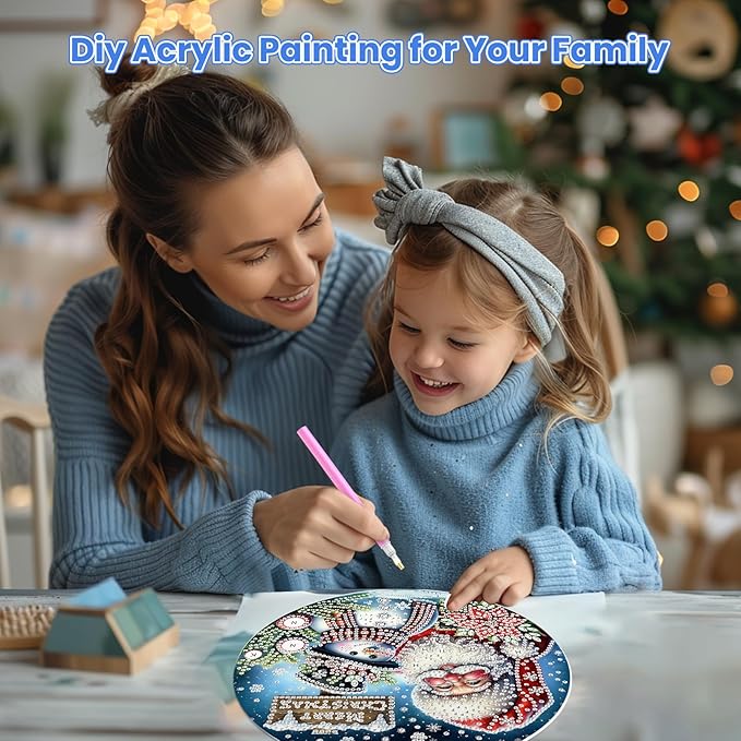MOGTAA Christmas Diamond Art Hanging Kits for Adults Kids, Christmas Snowman Diamond Art Suncatchers, 5D Special Shape Santa Claus Diamond Painting Window Pendant Kit for Home Garden Wall Decor