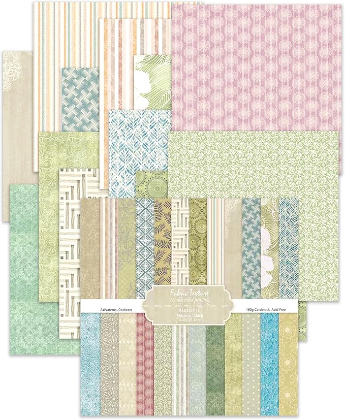 24 Sheets Scrapbook Paper 12" Double-Sided Photo Backdrop Bohemian Patterned (Floral Design H)