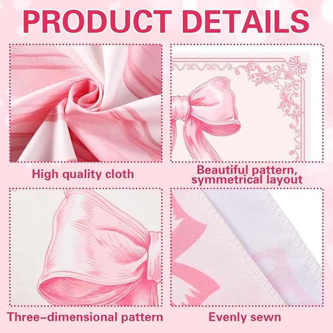 HunnmingRe 60" x 40" Pink Tapestry Coquette Pink Aesthetic Bedroom Hanging Wall Art Preppy Tapestry Decor Kit Cute Room Decoration for Women Girls Room Dorm Apartment(Bow)