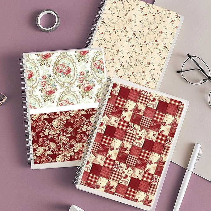 Vintage Red Scrapbook Paper, 12x12 Paper Pad, 24 Sheets/ 12 Designs Flower Garden Pattern Paper Vintage Rose Scrapbook Specialty Paper Double Sided Floral Decorative Craft Paper