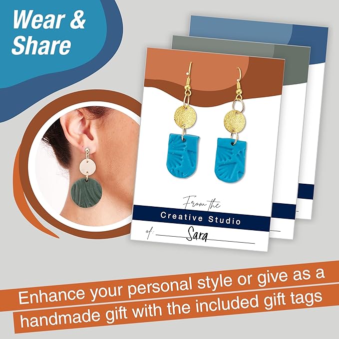 Faber-Castell Texture Clay Earring Making Kit: Create 3 Polymer Clay Earrings, Adult Crafts, Crafts for Teens, Hobbies for Women and DIY Kits for Adults (Ages 14+)