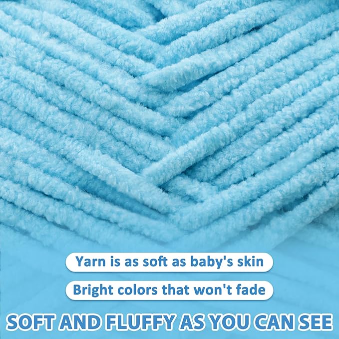 4 Pac Chenille Yarn for Crocheting - Blanket Yarn for Crocheting - Fluffy Yarn for Crochet, Baby Yarn for Crocheting Soft Blankets Weight Per Roll 50g/1.76oz, Length 60m/65yard (Light Pink)