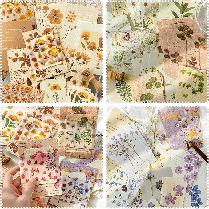 120Pcs Floral Vintage Scrapbook Supplies Kit Textured Paper Embossed Rice Paper for Crafts,Junk Journal Supplies Bullet Journaling,Decoupage Card Making,DIY Mixed Media Collage Card
