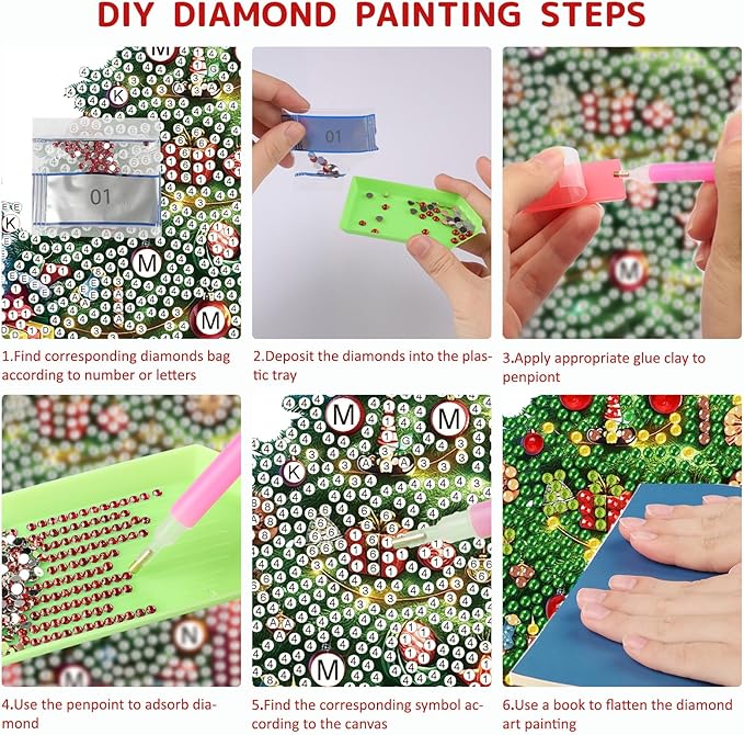SENQAO Christmas Diamond Art Hanging Kits for Adults Kids, Christmas Tree Diamond Art Suncatchers, 5D Special Shape Diamond Painting Pendant Window Ornament Gifts for Home Door Wall Decor