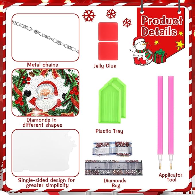 Chitidr 6 Pcs Christmas Diamond Painting Hanging Sign Set Cardinal Diamond Art Kits DIY Crystal Paint Arts and Crafts Set 5d DIY Christmas Ornaments Kits for Winter Wall Door Window Decor (Cardinal)