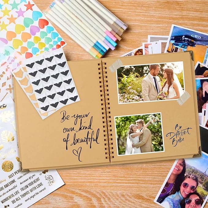 Joyberg Scrapbook 80 Pages, Scrapbooking Supplies 8 x 8 In, junk journal Album Suitable for Album Memory Book Wedding, Anniversary Family, DIY Craft Projects (Brown)