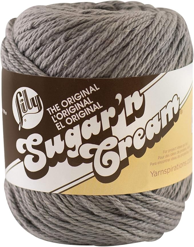 Lily Sugar 'N Cream The Original Solid Yarn, 2.5oz, Medium 4 Gauge, 100% Cotton - Overcast - Machine Wash & Dry