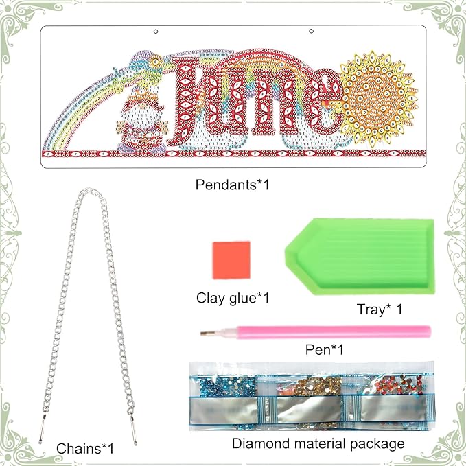 LazyFold Diamond Painting Kits Hanging Pendants, Colored Imitation Art Point Crystal Diamond Art Window Pendants Home Garden Wall Door Birthday Festival Gifts (June)
