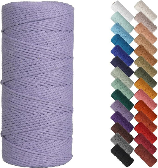 NOANTA Light Purple Macrame Cord 2mm x 220yards, Colored Macrame Rope, Cotton Rope Macrame Yarn, Colorful Cotton Craft Cord for Wall Hanging, Plant Hangers, Crafts, Knitting