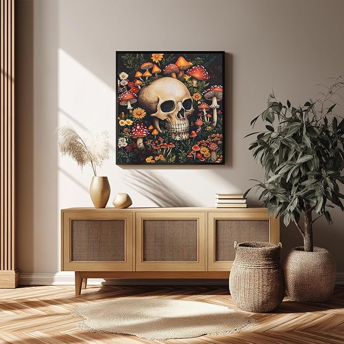 Paint by Numbers for Adult, Skull Paint by Numbers Kit for Adults Beginners, DIY Acrylic Painting on Canvas for Home Wall Art Decor 16x16Inch