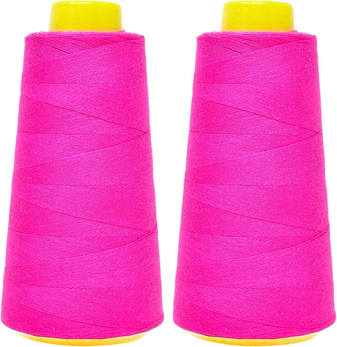 Mandala Crafts Hot Pink Thread Cones for Machine and Hand Quilting - 2400 Yds 50 WT Multiple Purpose Mercerized 100% Cotton Threads for Sewing Machine Serger Embroidery