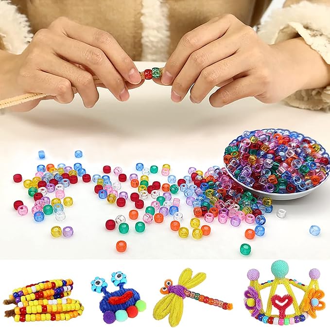 gmma transparent clear pony beads for friendship bracelets for jewelry making 1000 pcs plastic colourful beads for 6x9mm for diy bracelet necklace party decoration supplies