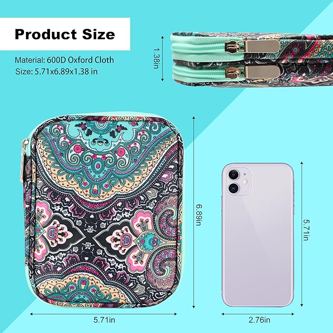LOOEN Crochet Hook Case with Zipper and Web Pockets for Crochet Needles/Knitting Accessories - Lightweight Organizer Bag for Crochet Hook Kit Tools