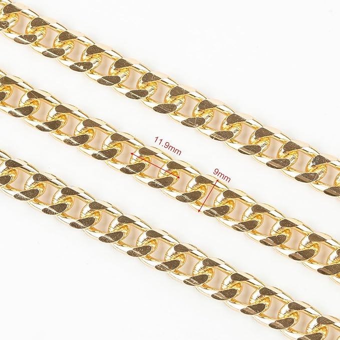 YOUBEIYEE 5 Meters Aluminum Chain for Jewelry Making Thick Gold Plated Cuban Necklace Bracelet Chain Men and Women Hip-pop Jewelry Making Supplies