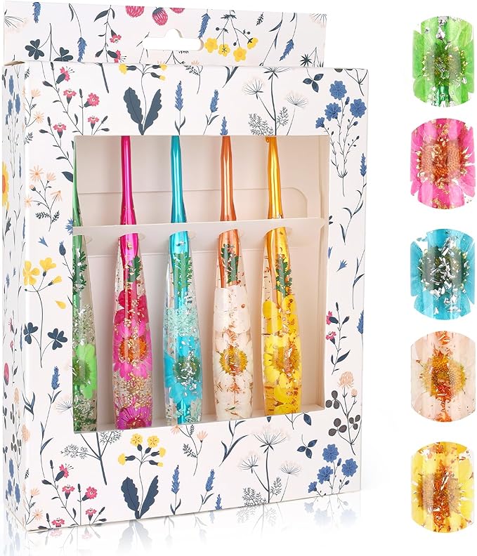 Coopay Crochet Hook Set, 5 PCS Crochet Hooks with Case (4mm, 4.5mm, 5mm, 5.5mm, 6mm), Floral Resin Grips - Beautiful & Ergonomic, Great for Crocheting Blankets, Dolls, Shawls, Hats, Scarves (G-J)