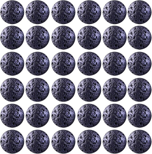 Natural Stone Beads 100pcs 6mm Black Lava Round Genuine Stone Beading Loose Gemstone Hole 1mm DIY Beads for Essential Oil Yoga Bracelet Necklace Earrings Jewelry Making (Black Lava Stone Beads,6mm)