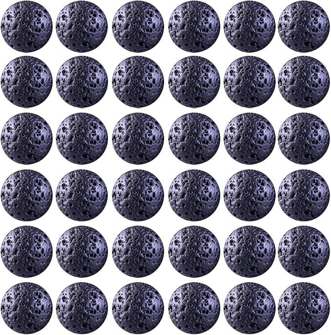 Natural Stone Beads 100pcs 8mm Black Lava Round Genuine Stone Beading Loose Gemstone Hole 1mm DIY Beads for Essential Oil Yoga Bracelet Necklace Earrings Jewelry Making (Black Lava Stone Beads,8mm)