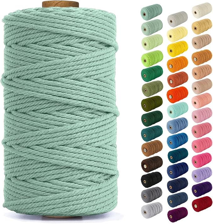 Nook Theory Macrame Cord - 4mm 109 Yards Cotton Rope, 3mm 5mm Yarn, String for Crafts, Perfect for Macrame Wall Hanging and Boho Decorations (Sage)