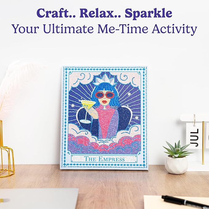 HOUSE OF PARTY Diamond Art Paintings - Diamond Art Kits for Adults with Wood Frame, Playlist & Door Hanger | DIY Craft Kit for Relaxation & Home Decor