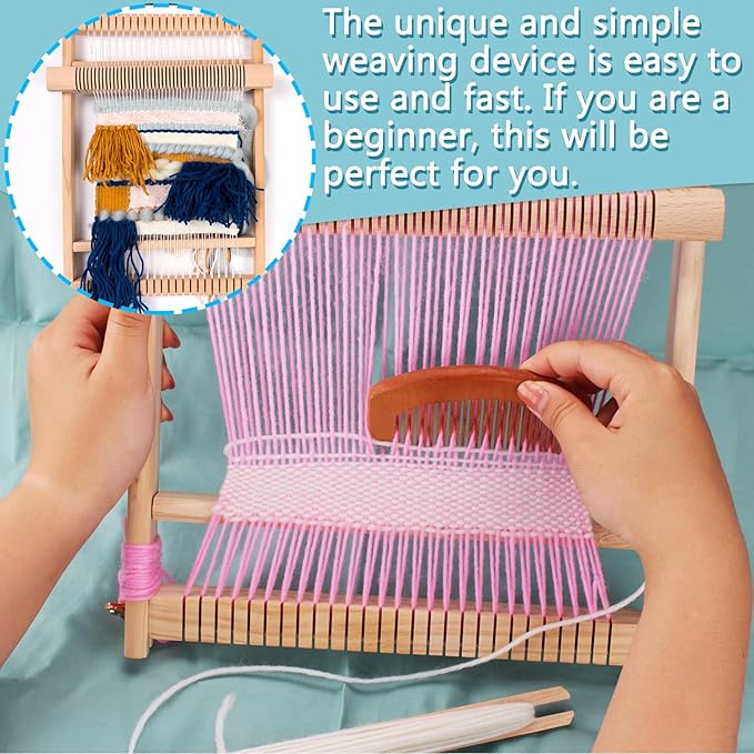 CYCHIRV Weaving Loom Kit, 15.2" H x 9.85" W Wooden Tapestry Looms, Warp Frame Loom Heddle Bar for Weave Board Weaver Tapestry Kids Beginner