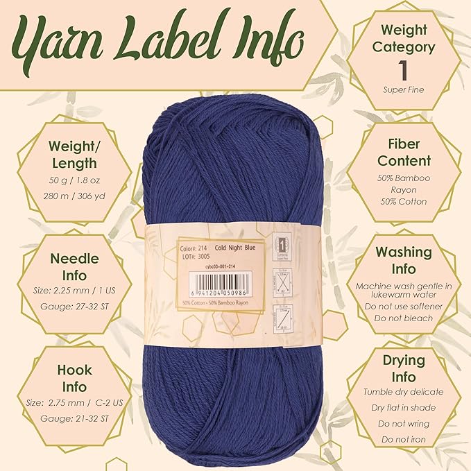 JubileeYarn Baby Soft Bamboo Cotton Yarn - 50g/Skein - Sand Cliff Brown - 4 Skeins