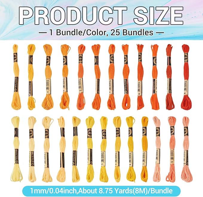 FASHEWELRY 218 Yards Friendship Bracelet String Orange Polyester Embroidery Floss 1mm Cross Stitch Cotton Floss for Hand Sewing Sachets Tassels Cushions Birthday Card DIY