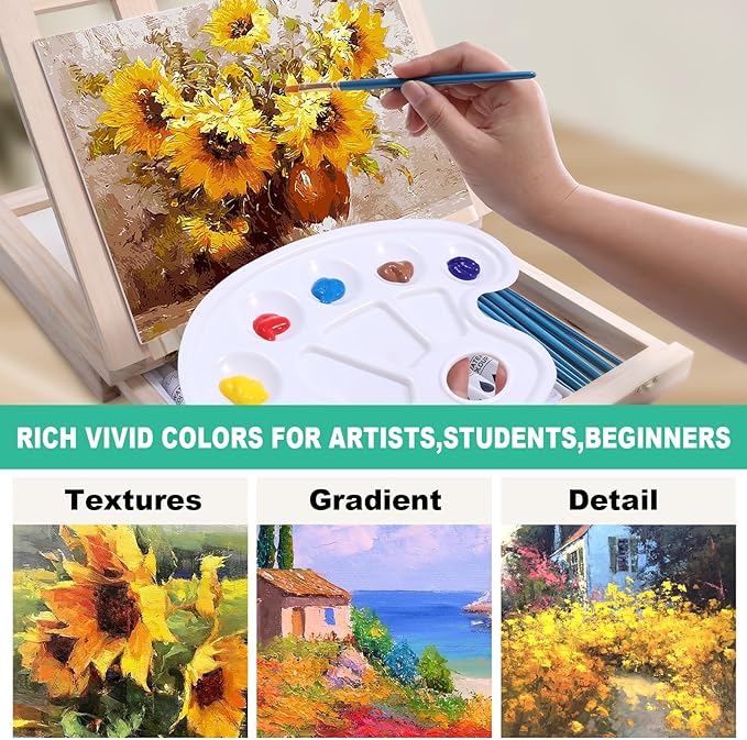 54 Pieces Watercolor Paint Set with Tabletop Easel, Complete Starter Painting Art Supplies with Watercolor Paints, Canvases, Sketch Pads, Brushes and Palette for Beginners Young Artists and Adults