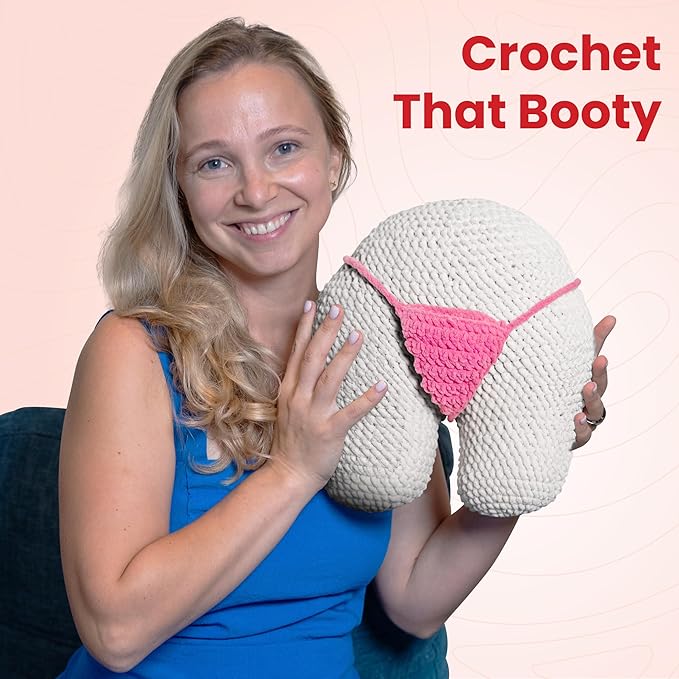Dabline Crochet Pillow Kit for Beginners – Easy DIY Crochet Starter Kit with Pre-Started Yarn & Step-by-Step Video Tutorials – Learn to Crochet Kit Gift for Women & Men