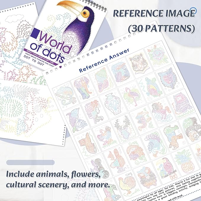 Dot-to-Dot Books for Adults: 30 Easy Dot to Dot Patterns for Stress Relief - Lifeline Flow Art Dot Book, Spiral Bound, Single-Sided Print, Dots Art Gift for Women