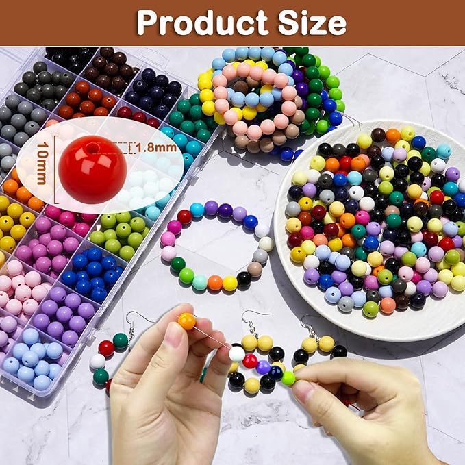 470Pcs 10mm Acrylic Round Beads for Jewelry Making, 28 Colors Assorted Rainbow Beads for Bracelets Making Kit Pastel Plastic Bubble Gum Loose Spacer Beads for Friendship Bracelets Necklace DIY Craft