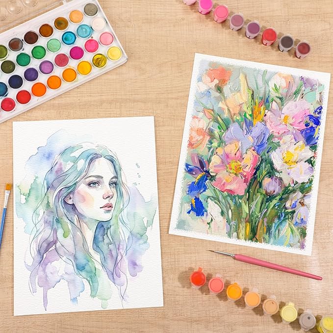 80 Sheets Watercolor Paper Bulk, 110 lb/230 GSM Cold Press Paper White Water Color Paper for Kids Child Students Adults Artists Drawing Wedding Gift Cards(9x12 Inch)
