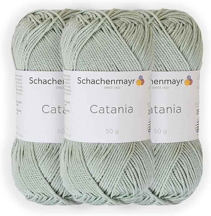 3 Skein/Pack Schachenmayr (SMC) Catania Originals Yarn, Each Ball 1.76 Oz (50gr) / 136 Yards (125 m), 100% Mercerized Cotton for Knitting and Crochet Yarn, Sport Weight, 402 - Reseda