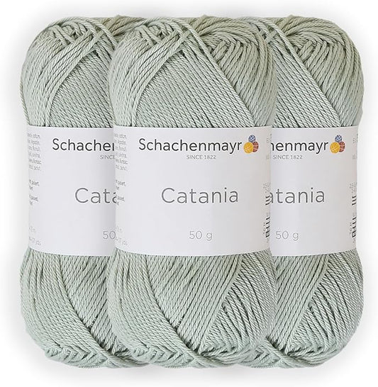 3 Skein/Pack Schachenmayr (SMC) Catania Originals Yarn, Each Ball 1.76 Oz (50gr) / 136 Yards (125 m), 100% Mercerized Cotton for Knitting and Crochet Yarn, Sport Weight, 402 - Reseda