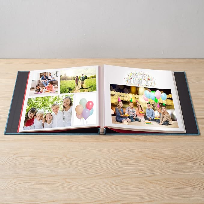 Sky Blue Photo Album Self Adhesive Scrapbook Album for 4×6 Photos/Pictures DIY Linen Cover Album 15 Sheets/30 Blank Pages for Family Wedding, Birthday, Christmas, Anniversary