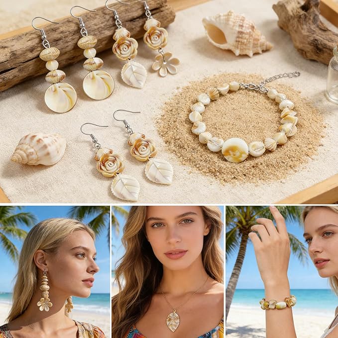 Ocean Beads for Bracelets Making, 24-Grid Imitation Boho Ocean Beach Shell Bead Charms Starfish Beads Summer Sea Dangle Pendant for Jewelry Making Necklace Earring Bracelet Anklet DIY Craft