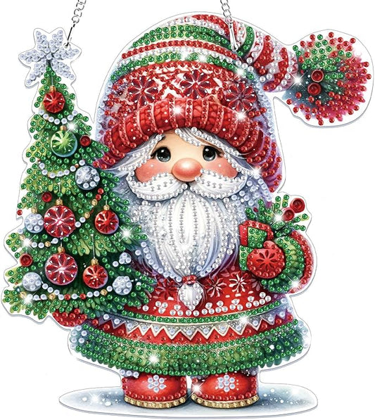 Bowetile Christmas Hanging Diamond Art Painting Kits for Adults, 5D Special Shape Diamond Art Kits Gnome, Crystal Gem Painting Arts and Crafts for Christmas Gifts for Home Garden Decor