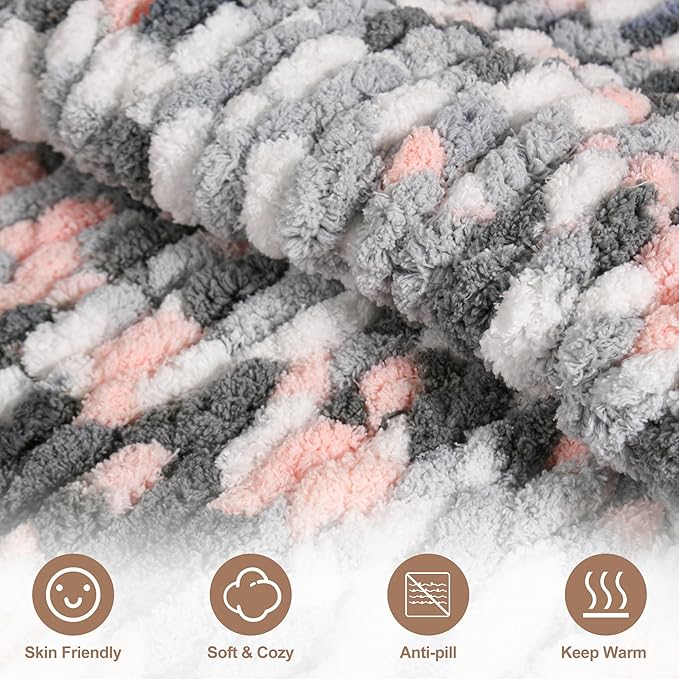 8 Packs Jumbo Chenille Chunky Yarn, 2045g (72oz) 245 Yards (224m) Cream Chunky Yarn for Crocheting Knitting, Handcrafts & Blanket Yarns, Thick Velvet Plush Soft Yarns for Weaving Blankets