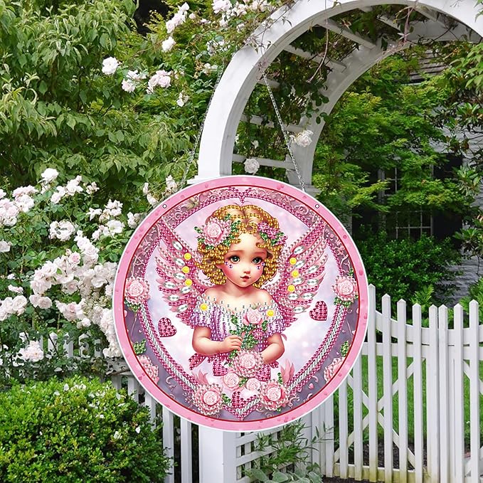 Generic DIY Hanging Diamond Pendant Special Shaped Crystal Diamond Art Painting Ornament Single Sided for Window Home Garden Wall Door Decor-Fairy