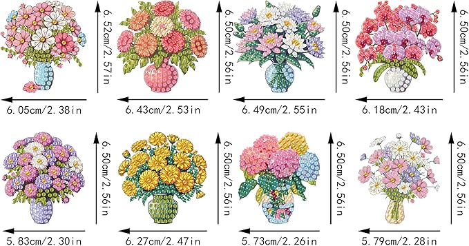 Masendp Diamond Painting Kit Keychain, 8 Pieces Diamond Art Painting Keyring 5D DIY Double-Sided Arts & Crafts Kit Mosaic Making Pendant Ornament Adult Craft Accessories (Floral)