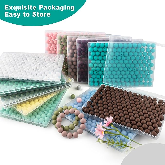 150Pcs 15mm Silicone Beads for Keychain Making Bracelet Necklace, Bulk Round Silicone Beads for Pens(Turquoise)
