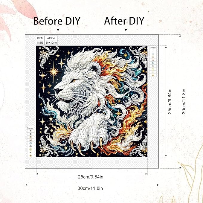 AiYuanzsh 5D Special Shaped Diamond Painting Kit - Mighty King Lion Design, Unique Crystal Rhinestone Diamond Art Set for Beginners and Adults, Perfect for Home Wall Decor and Holiday Gifts