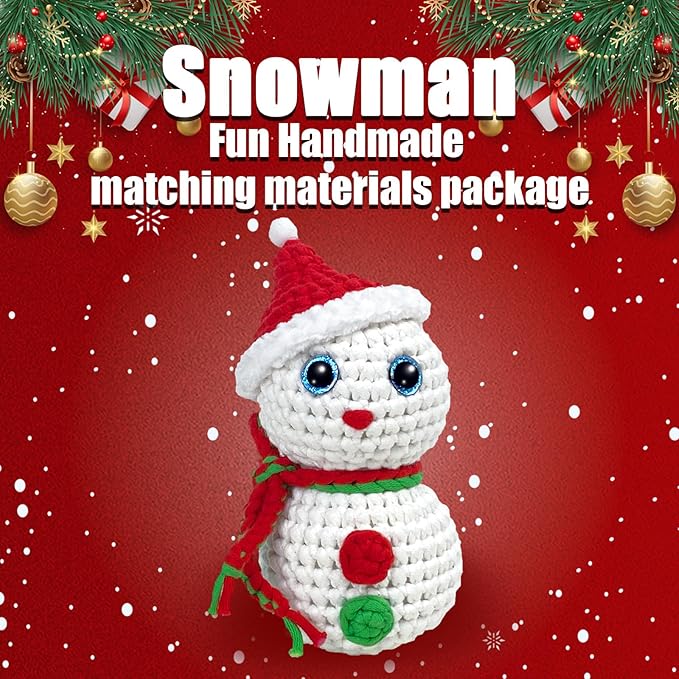 Kovarela Beginners Crochet Kit with Simple Crochet Yarn - with Step-by-Step Video Tutorials (Snow Man)