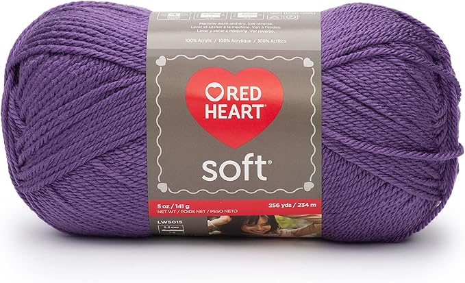 Red Heart Soft Lavender Yarn - 3 Pack of 141g/5oz - Acrylic - 4 Medium (Worsted) - 256 Yards - Knitting/Crochet