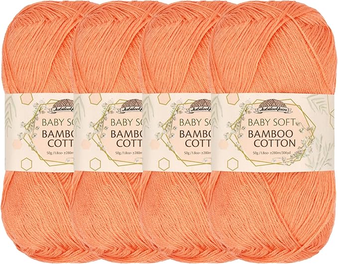 JubileeYarn Baby Soft Bamboo Cotton Yarn - 50g/Skein - COHO Salmon - 4 Skeins